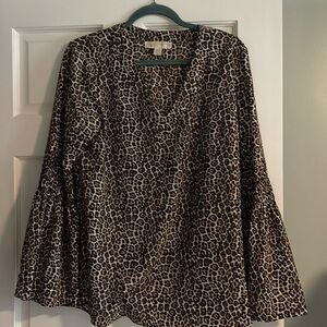 Michael Kors Leopard Top size Medium bell sleeve